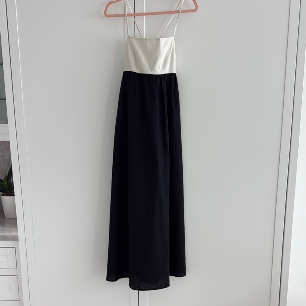 Linen Black and White Maxi Dress